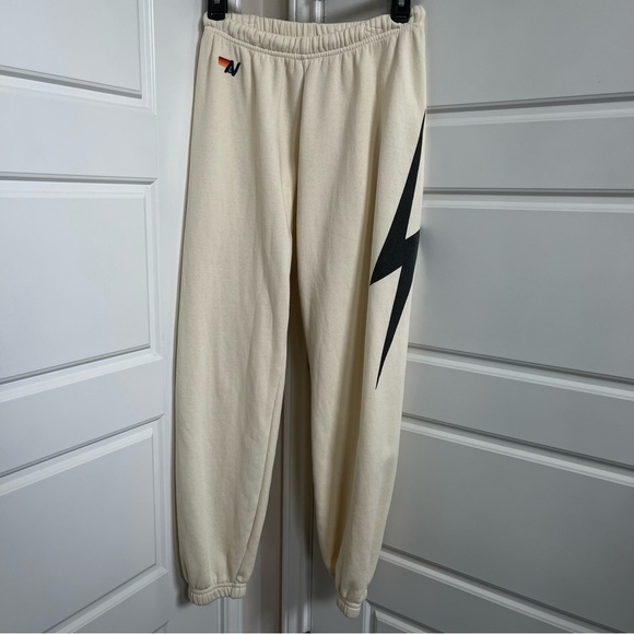 Aviator Nation Bolt Sweatpants in Vintage White Size Medium - Picture 2 of 8